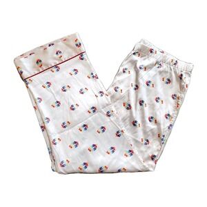 Victoria's Secret Women's XL Short White Satin Pajama Pants Rainbow Kiss Lips